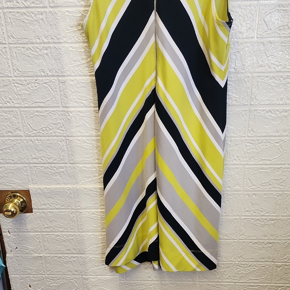 Milly Lime, Black & Cream Chevron Midi Dress - Picture 8 of 10